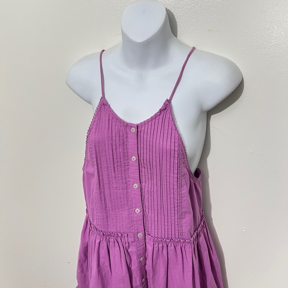 Free People Desert Days Mini Dress Women Size Small Purple Cotton Boho Pintuck - Picture 3 of 6